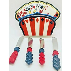 Poker Night Card Games Casino Poker Player Caddy Condiment Spreader Gift Set